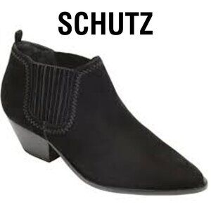 🎩🗝️UPDATED! NWOB $215 SCHUTZ Jacqueline Western-style Black Suede Booties